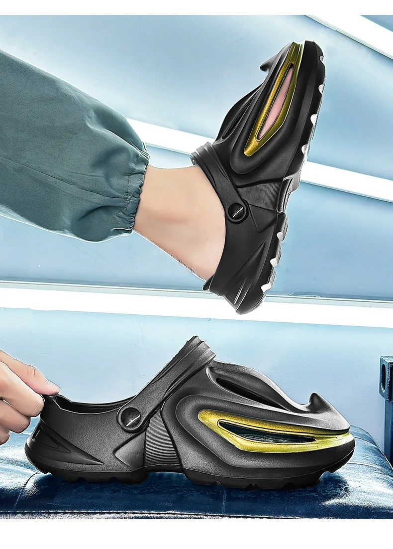 Evshine Men Shark Slides Eva Flat Sandals Summer Beach Footwear_voghion.com