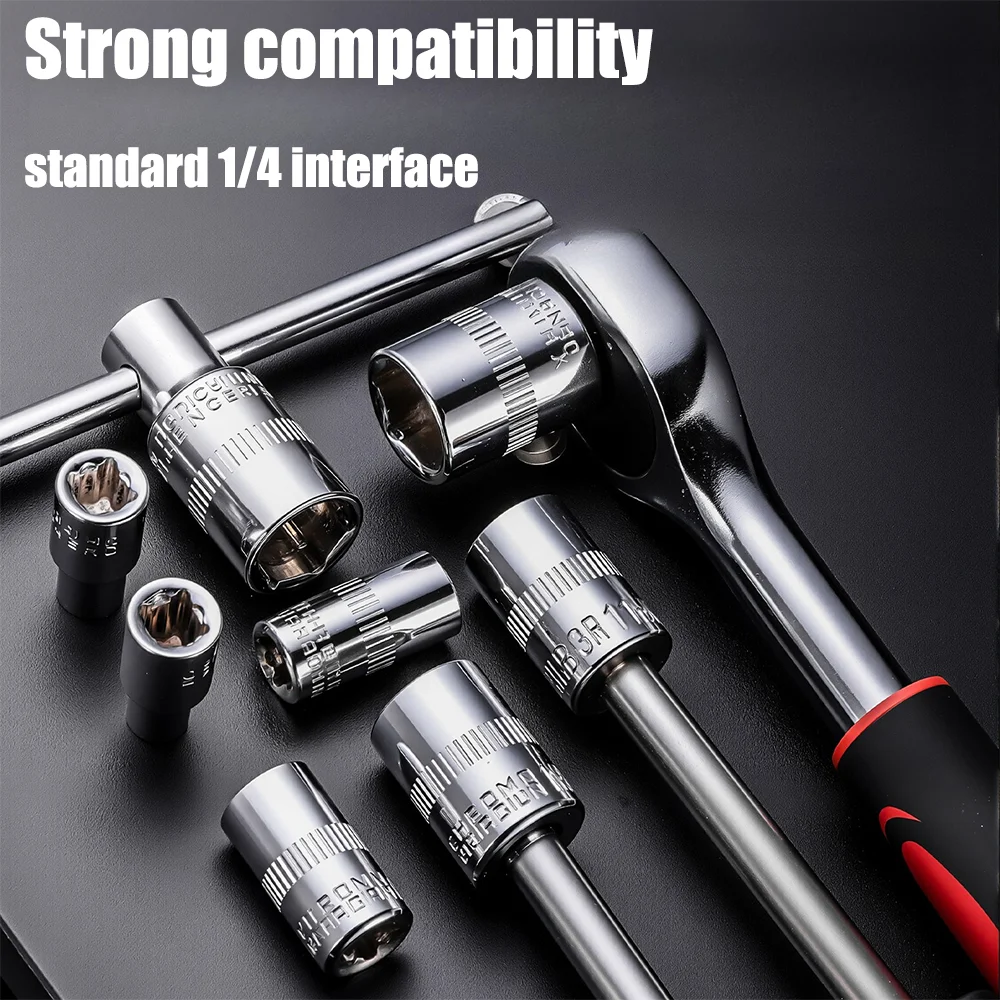 1/4 Drive Inch Ratchet Wrench Socket Head Sleeve Double End Hand Tools 4 4.5 5 5.5 6 6.5 7 8 9 10 11 12 13 14mm