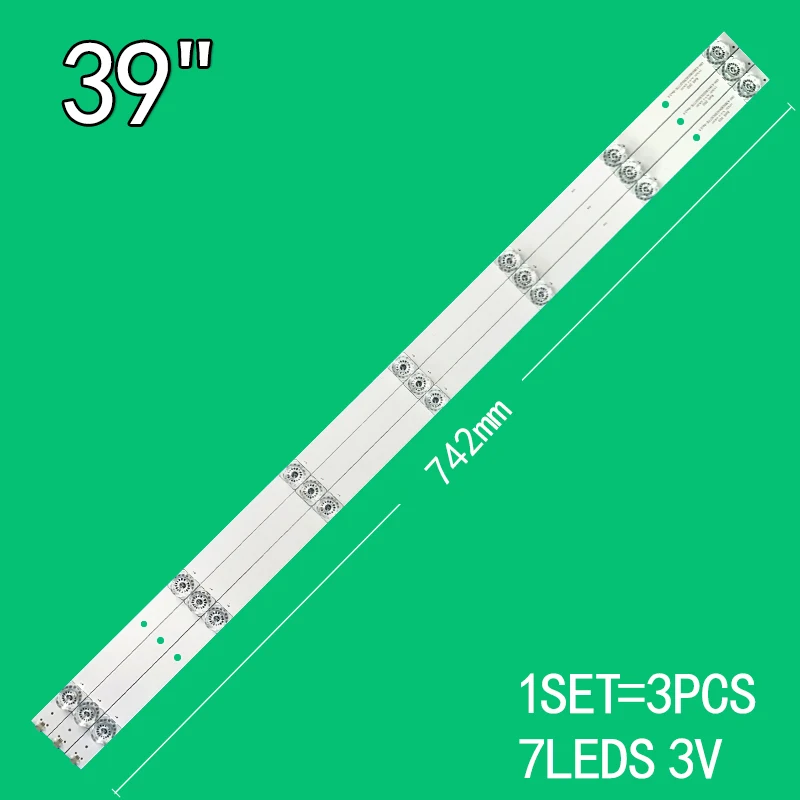 For 3PCS 7LEDs 3V 742mm 39