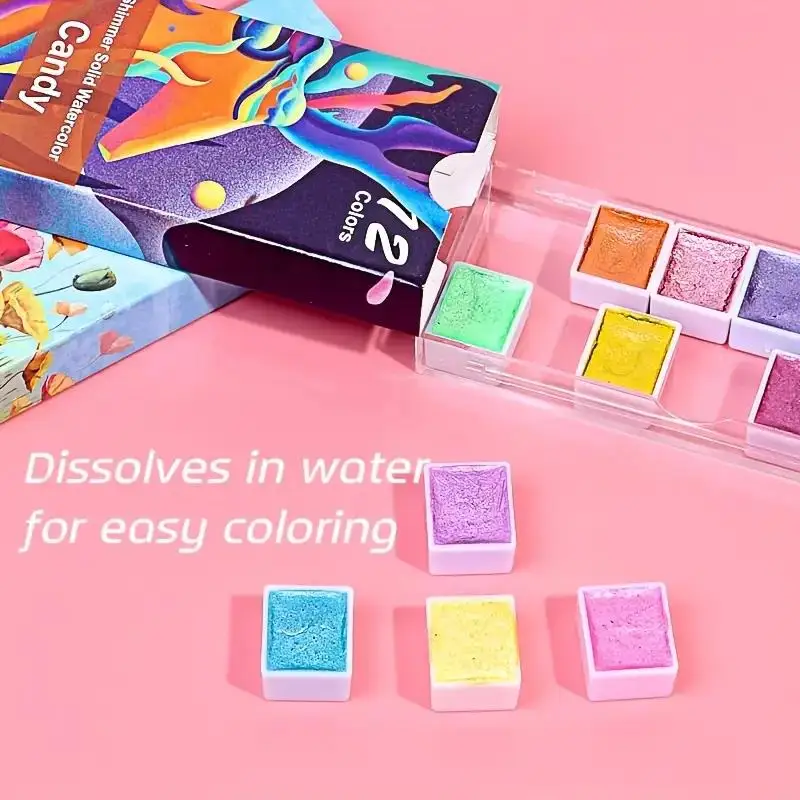 Solid Watercolor Pigment Set Pigment Pearlescent Metal For Painting Macaron Color Vintage Color Candy Supplies