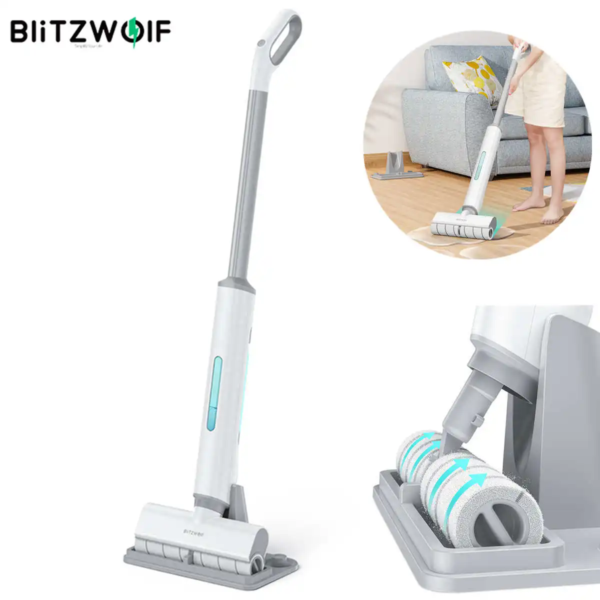 2200mah Handheld Cordless Electric Floor Mops With 2 In 1 Water Tank