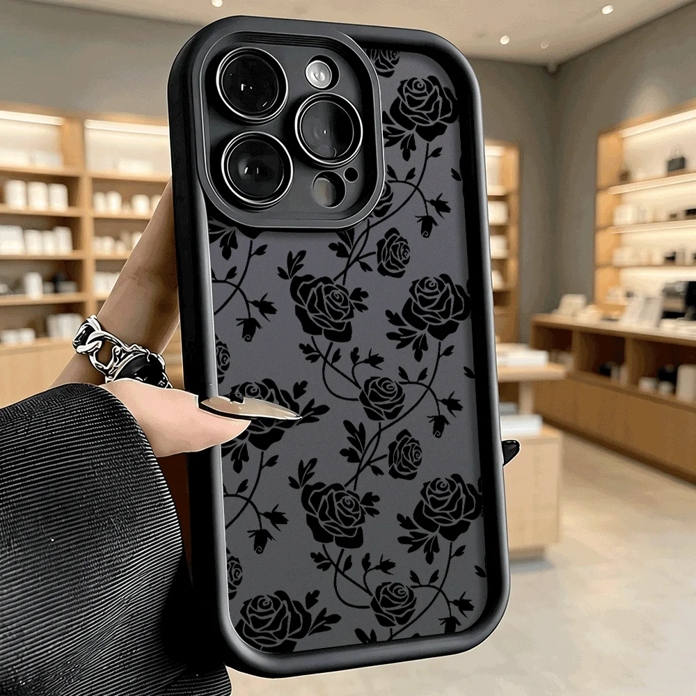 Black Rose Vines Anti-Drop Protective Phone Case Cover