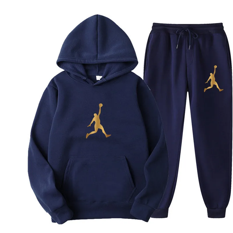 thumbnail image 1 of Conjunto de 2 piezas de otoño con estampado de letras, sudaderas con capucha de marca de tendencia para hombre y mujer, sudaderas con capucha y tops de forro polar, jersey de alta calidad, traje de hi, 1 of 5