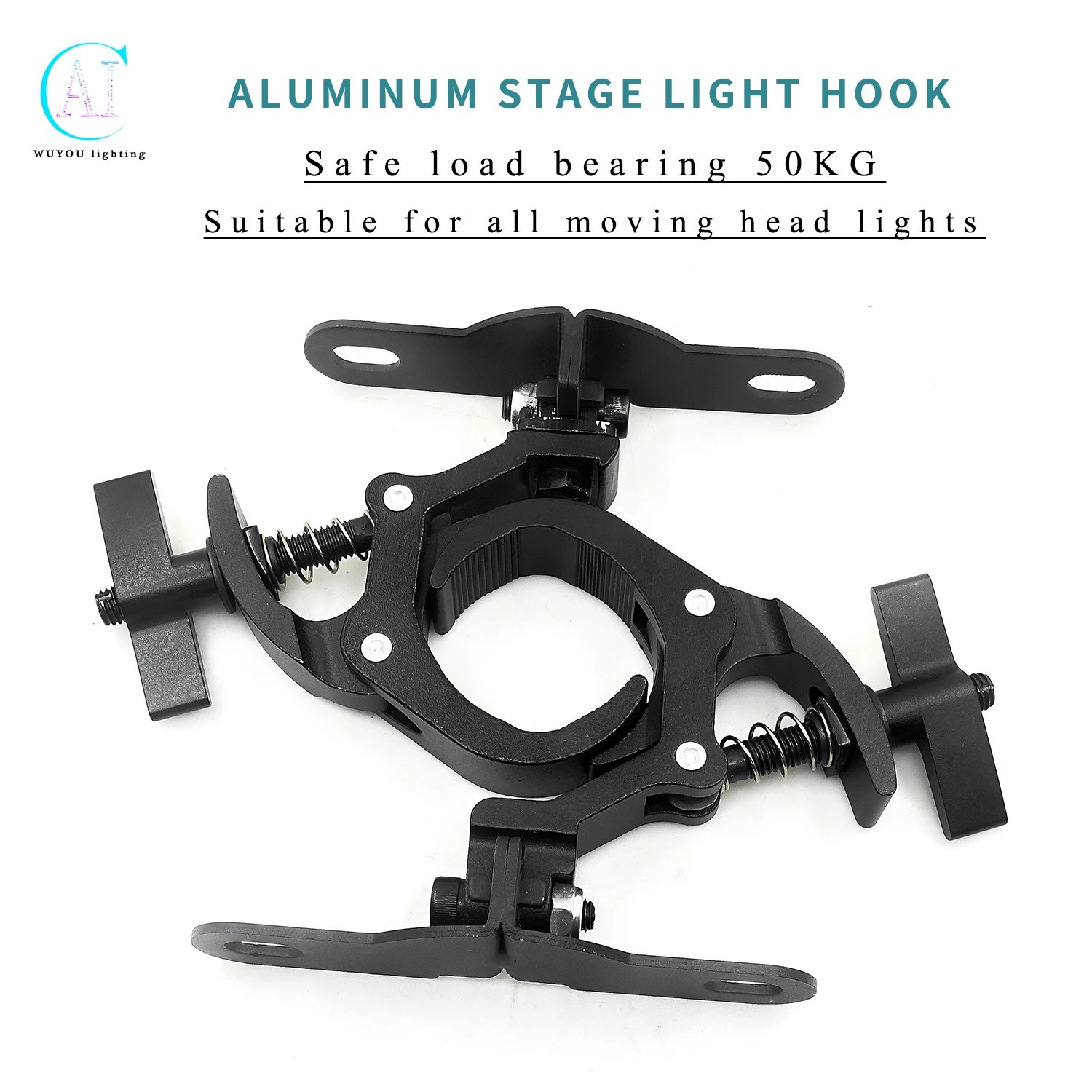 A Pair of Aluminum LED Moving Head Light Hooks Stage Light Truss Safety Load 50KG for DJ Disco Club Light Clip Spring Hook
