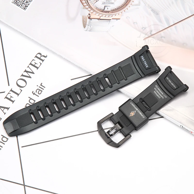 Rubber Watchband For Casio PRG-130 PRG130Y PRW-1500 Strap Men's