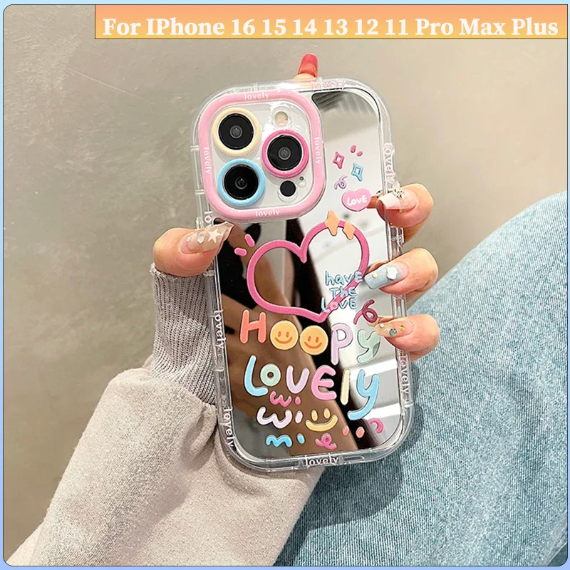 Colorful Heart Mirror Phone Case - Cute & Shockproof Back Cover