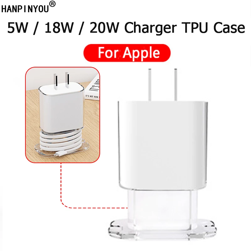 Per Apple 5W 18W 20W Usb-C Adattatore Di Alimentazione Cavo Usb Avvolgitore Caricatore Protector Morbido Tpu Custodia Lucida Custodia Trasparente Prot