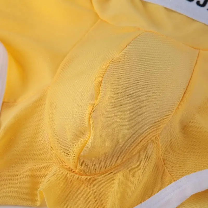 Men's Underwear Separation Pocket Transparent Mesh Thin Low Waist Sexy Boxers Panties Open Crotch Underpants Breathable Shorts