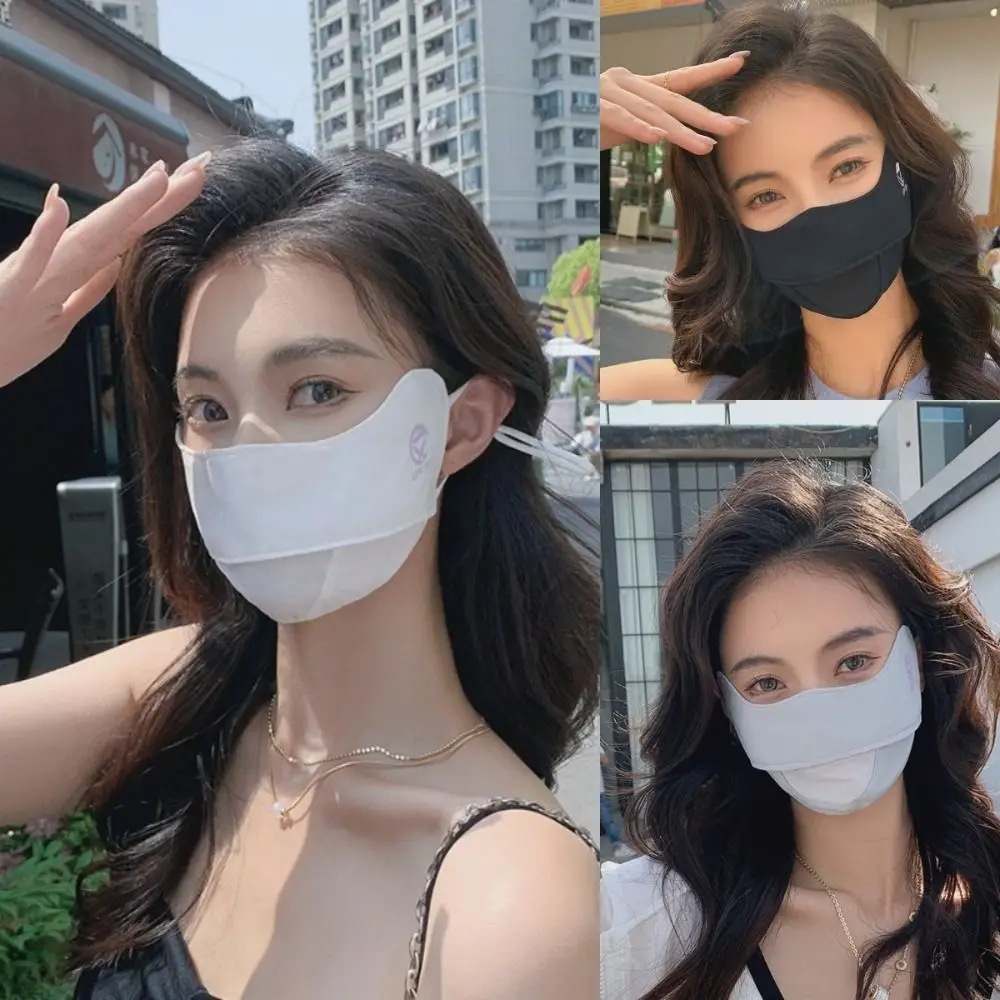 Fashion Ice Silk Face Mask UV Sun Protection Breathable Sports Mask Adjustable Reusable Sunscreen Men Women
