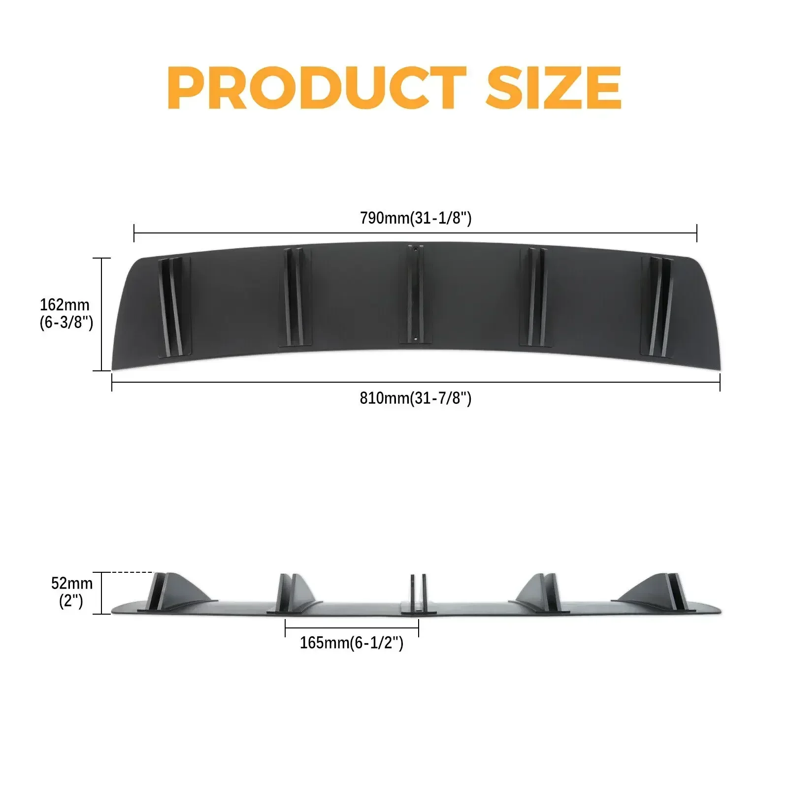 For Acura TLX 2021-2023 Rear Bumper Diffuser 5 Fins Spoiler Lip Splitter Glossy