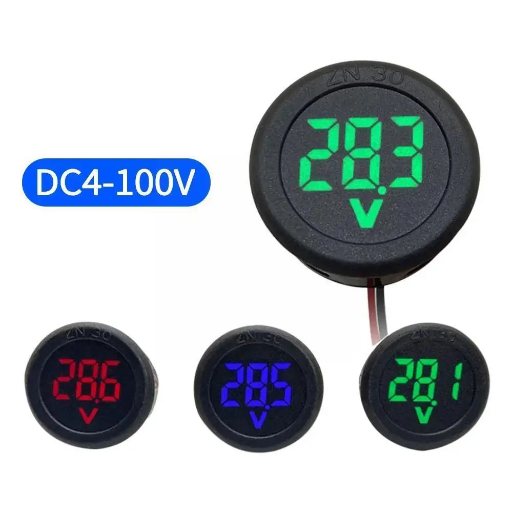 Dc 5-100V Led Display Digitale Rotondo Voltmetro Digitale Tensione Misuratore A Due Fili Monitor Tester Pannello Auto Tester Voltmetro Dc Cu V2E6