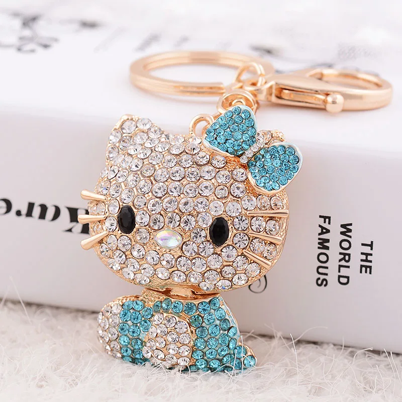 Rhinestone Necklace Bunny Hello Kitty Swarovski Crystal Keychain