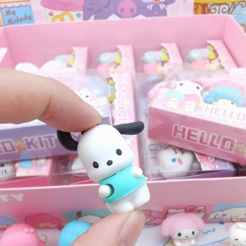 산리오 귀여운 헬로 키티 분리형 조립 선물 상자 지우개, 귀여운 학생 휴일 경품, 작은 선물 도매, 12 개
