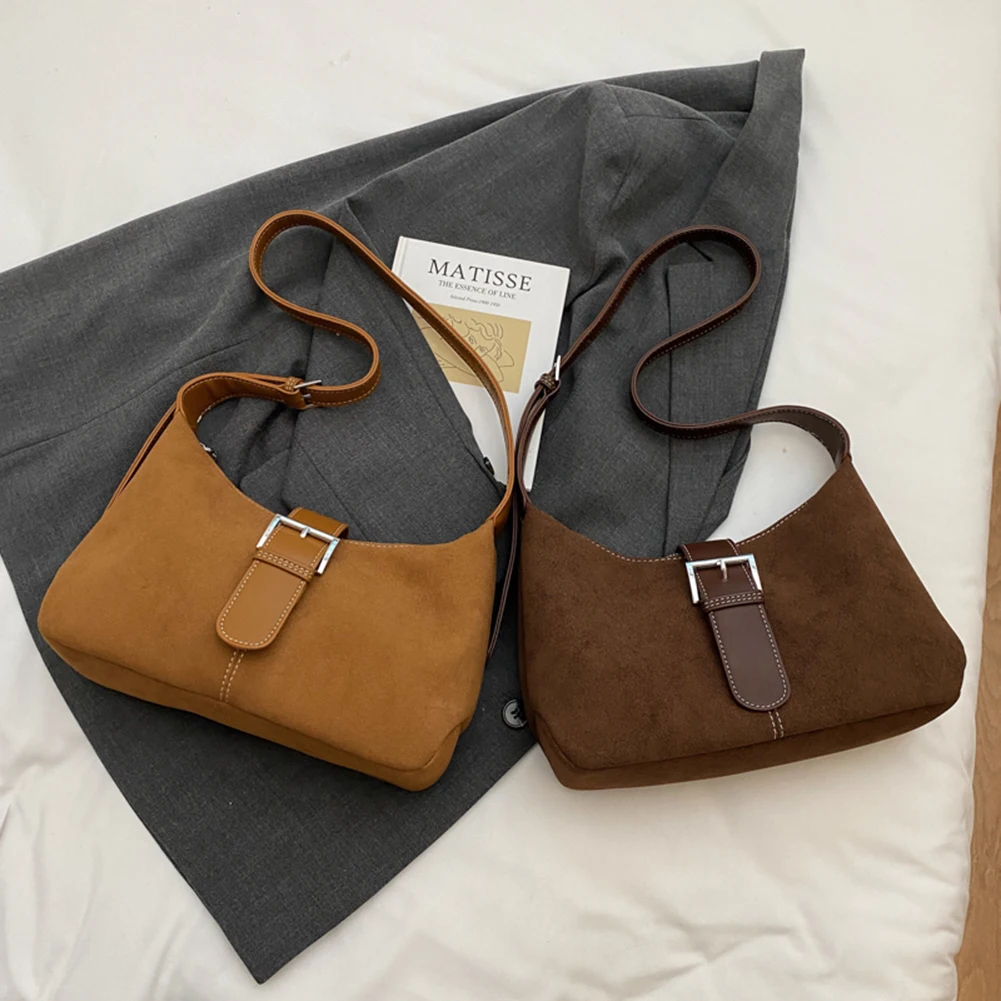 Faux Suede Women Shoulder Bag Large Capacity Chic Hobo