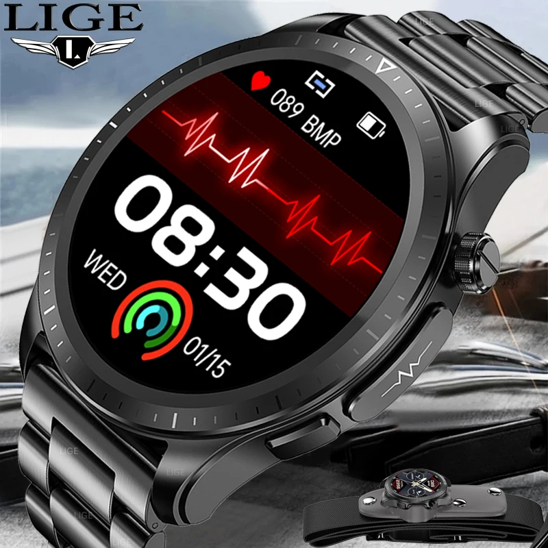 

LIGE 2023 ECG+PPG Smart Watch Men Blood Glucose Body Temperature Smart Watches Blood Pressure Health Clock Waterproof Smartwatch
