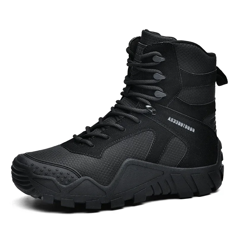 

Outdoor High Top Mens Waterproof Fashion Platform Sneakers Ankle Botas Casual Military Combat Boots Male Black Large Size 46 47