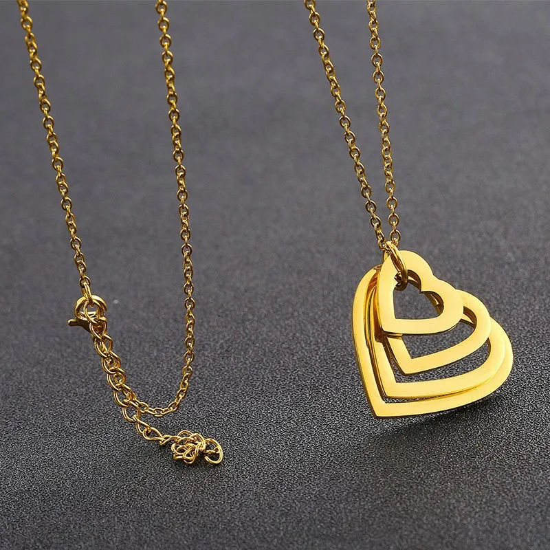 Custom Multiple Heart Necklace Personalized Stainless Steel Water Drop Necklace Customized Jewelry with Family Names Mother Gift