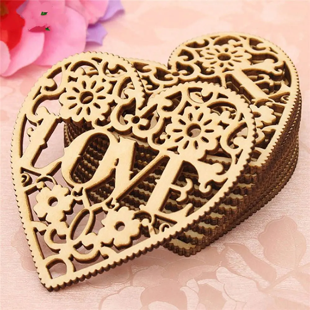 

10pcs/lot Creative Hollow Wooden Wedding Embellishment Laser Cut Home Hanging Ornament Love Heart Wedding Party Decoration