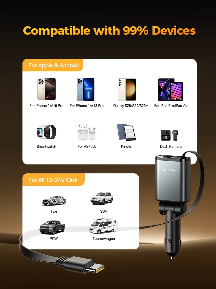 Joyroom Ultra-Slim 57W Car Charger USB C Fast Charging iPhone 16 15 14 13 12 Pro Max USB C Car Charger Adapter car charger car phone charger phone charger phone charger adapter