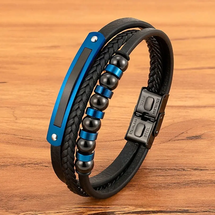 XQNI Charm Bracelet For Men leather bracelet leather magnetic bracelet leather bangle stainless steel bangle Stainless Steel Magnetic Clasp Braid Rope Leather Bracelets & Bangles Male Accessories Jewelry