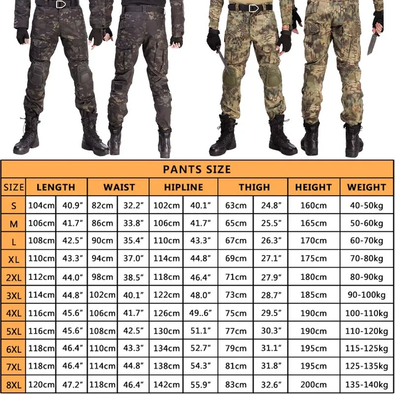 Russian Camo Tactical Pants Wear-resistant Hiking Pant Paintball Combat Pant +Knee Pads Hunting Clothes 2