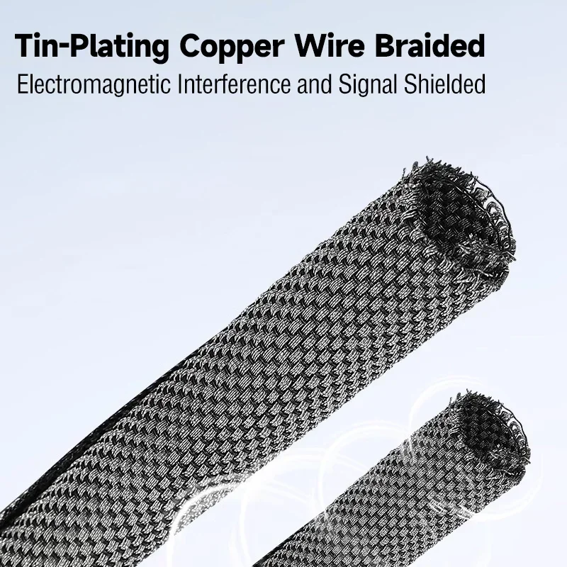 5-8mm Thermoresistant Tin Plating Cable Tube Sleeve EMI Shielded Flexible Wire Wrap Cover Line Cord Organizers Cable Management 3