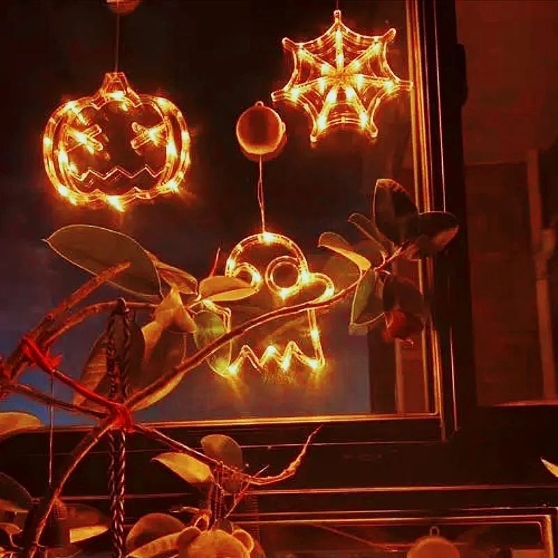 2023 Halloween Window Lights - Suction Cup LED Pumpkin Lamp, Spider, Bat, Ghost, Eye Cap, Spider Web - Spooky Atmosphere Decoration Lamp - Image 6