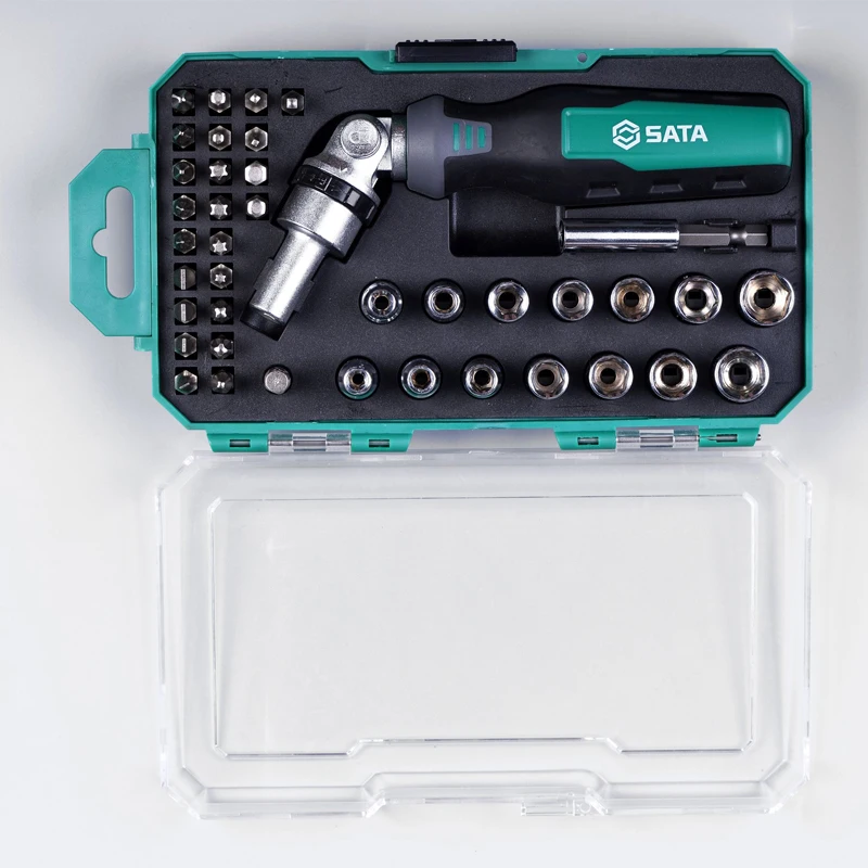 SATA 05495 래칫 스크루드라이버 슬리브 세트, 조정 가능한 헤드, 고품질 소재, 절묘한 솜씨, 40 피스