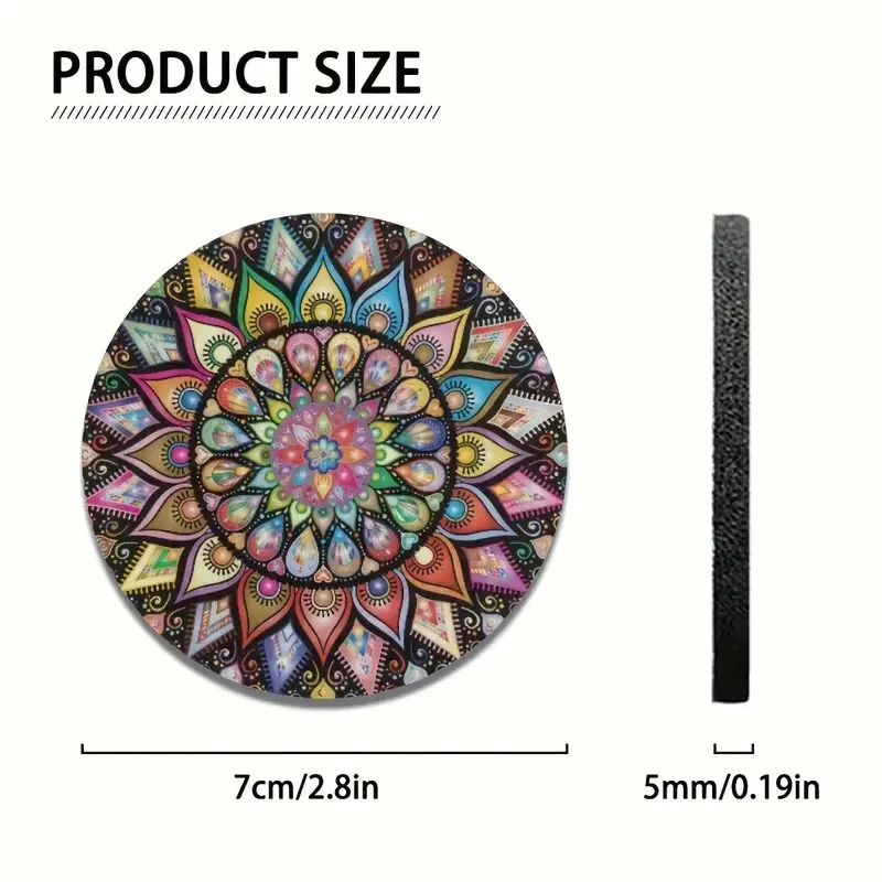 Cup Holder Coasters Cup Holder Inserts Cup Holder Insert 2Pcs/set 7cm Car Cup Holder Vintage Mandala Flower Silent Anti-Slip Silicone Insert Coaster Mat Universal Interior Accessories