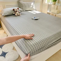 100% Polyester Fitted Sheet Stripe Style Bed Cover Skin-friendly Mattress Cover Sabanas Adults Kids Bed Sheets (No Pillowcase) 1