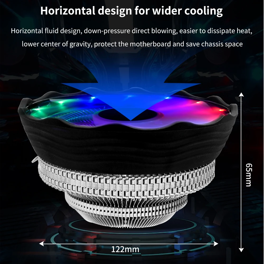 CPU Cooler Cooling Fan 120mm RGB 3Pin PWM Intel LGA 1700 1200 1150 1151 X79 E5 AMD AM3 AM4 X99