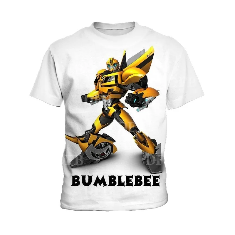 Transformers Bumblebee 3D printed children's T-shirt summer new short sleeved handsome boy short sleeved 3-13 years old 2
