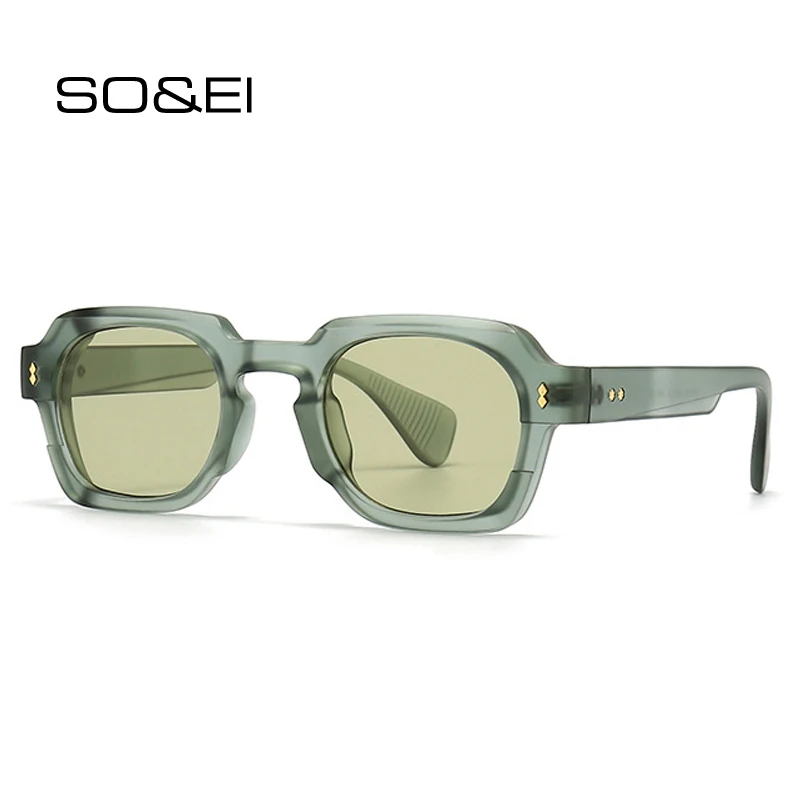 

SO&EI Ins Popular Fashion Square Women Sunglasses Vintage Punk Gradient Eyewear Men Brand Designer Rivets Sun Glasses