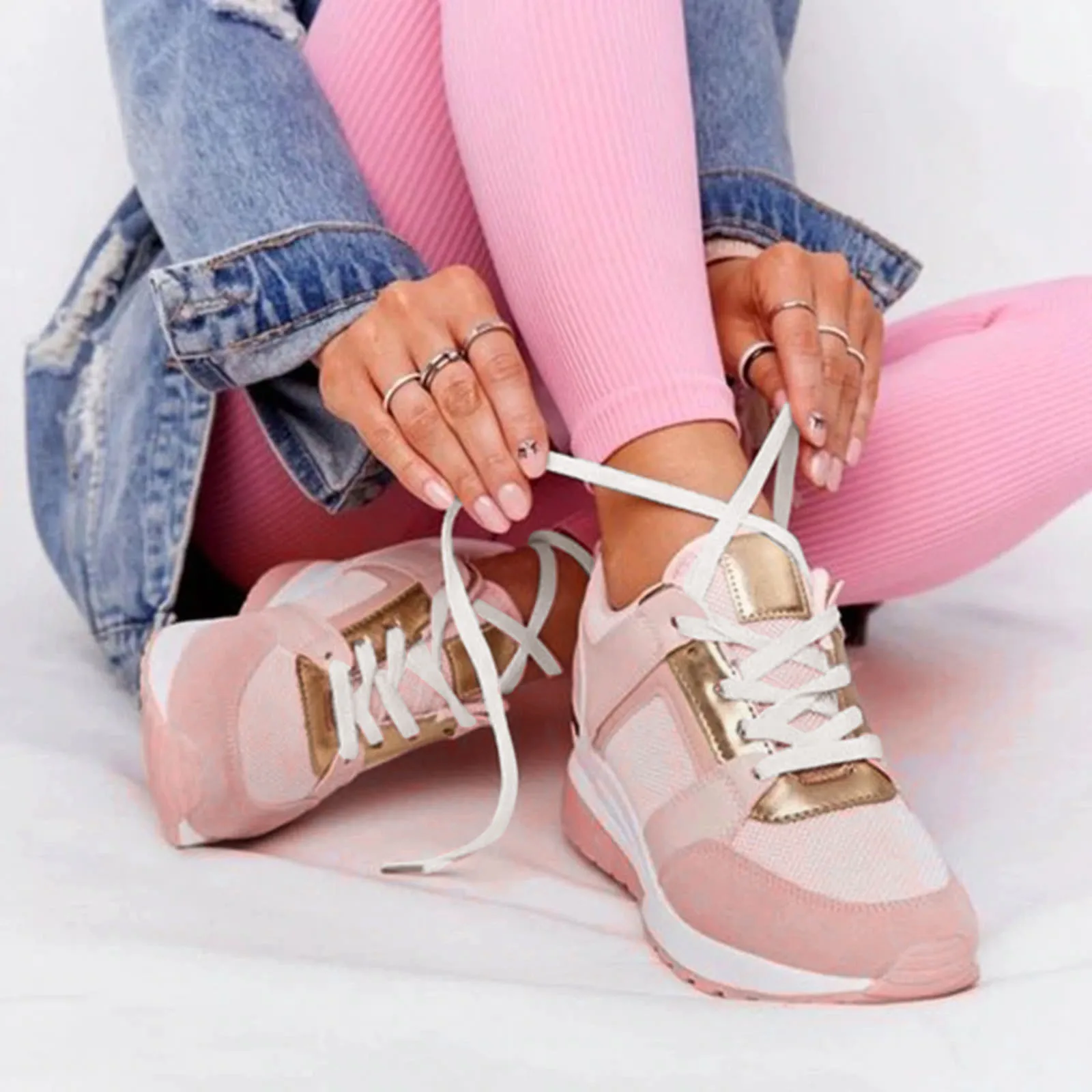 

Women Sneakers 2023 Wedges Lace Up Breathable Sports Shoes Casual Platform Female Footwear Ladies Vulcanized Shoes Zapatillas