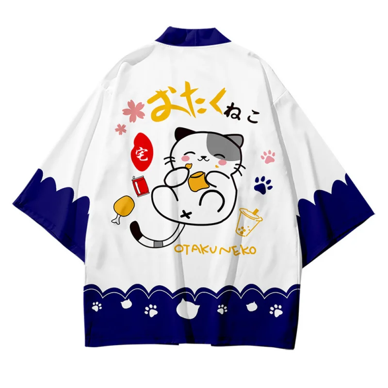 Japanese Style Anime Pastoral Shiba Inu Kimono Cardigan Chinese Style Retro Loose Haori Performance Wear Sun Protection Clothing