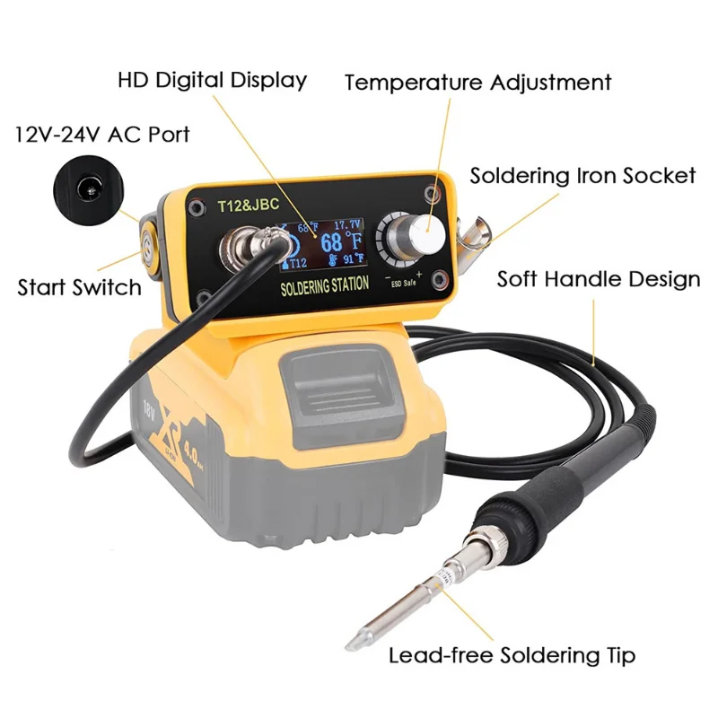 Cordless Soldering Iron Station For Dewalt 20V Max Liion Battery DIY