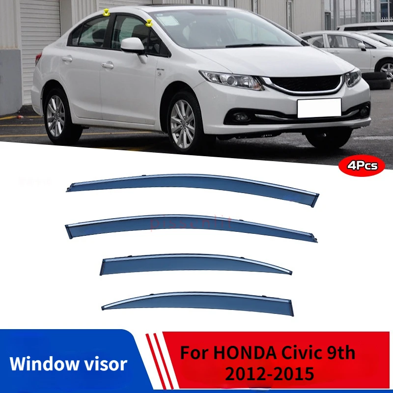For Honda Civic 9th 20122015 Ix Sedán Bright Strip Wind Deflectors