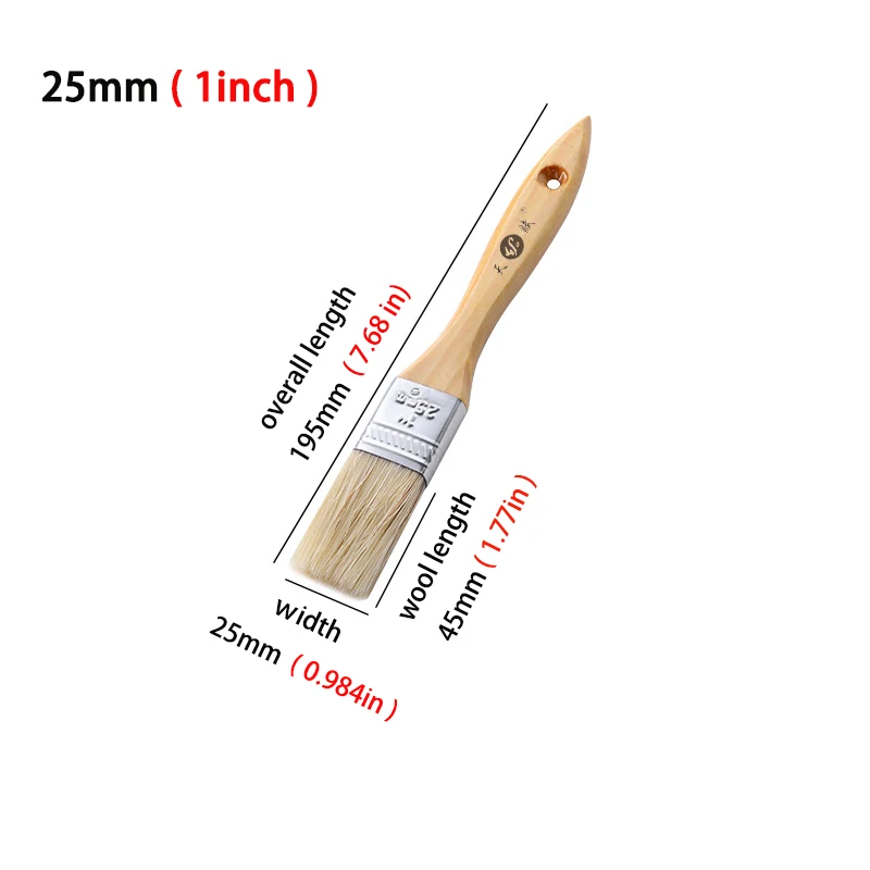 Pig Mane Brush Wooden Handle Tool Decoration Paint Coating Latex Cleaning Barbecue Baking Painting
