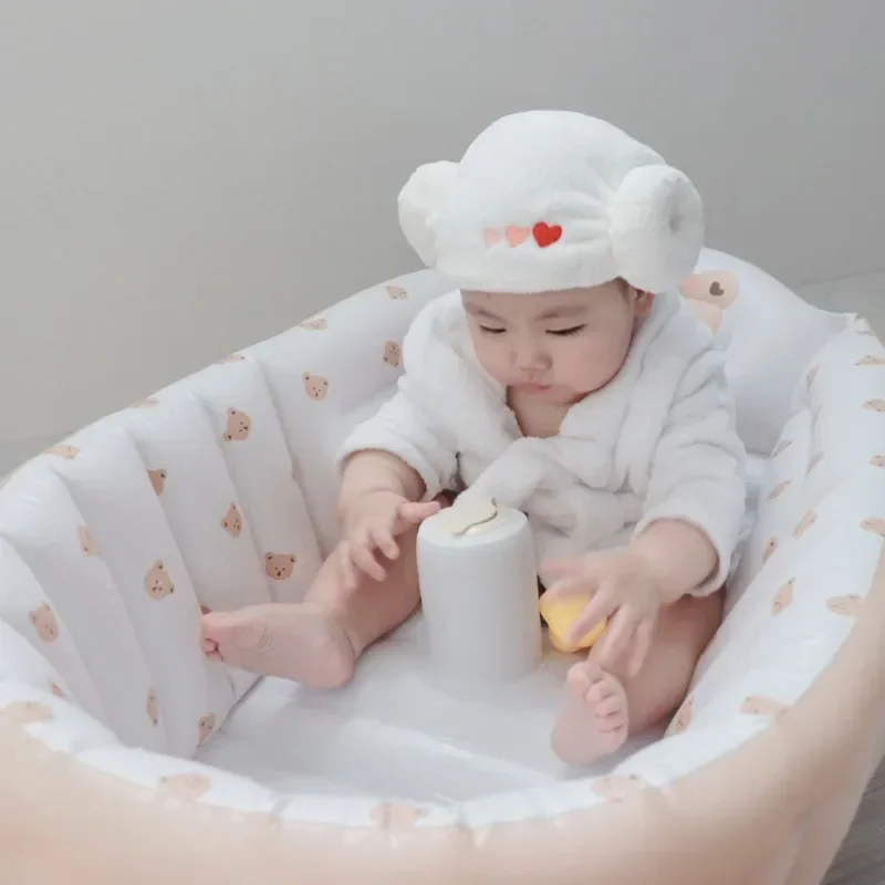 Baby Inflatable Bathtub, Portable Baby Bath Tub Non-slip Travel Bathtub Mini Air Swimming Pool Child Thick Folding Shower Tub - Image 3
