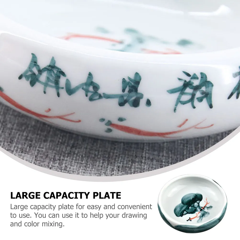 세라믹 잉크 접시 잉크 플레이트 브러시 트레이 서예 펜 받침대 홈 데코레이션 예술가를 위한 가볍고 휴대 가능한 매끄러운 표면