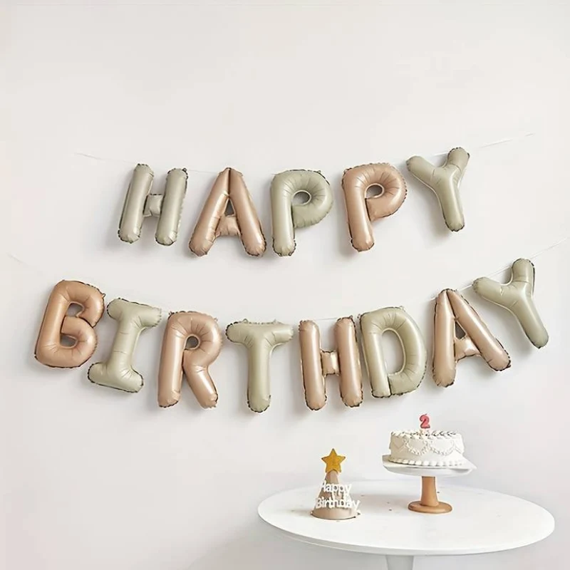 생일 축하 편지 풍선 16 인치 크림 베이지 Boho 브라운 생일 편지 풍선 생일 기념일 파티 장식