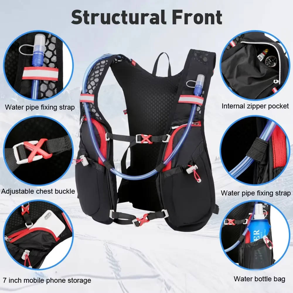 5L Ultra Lightweight Running Backpack Running Trail Hydration Vest Pack Marathon Running Bike Rucksack bag 500ml 2L Soft Flask 4