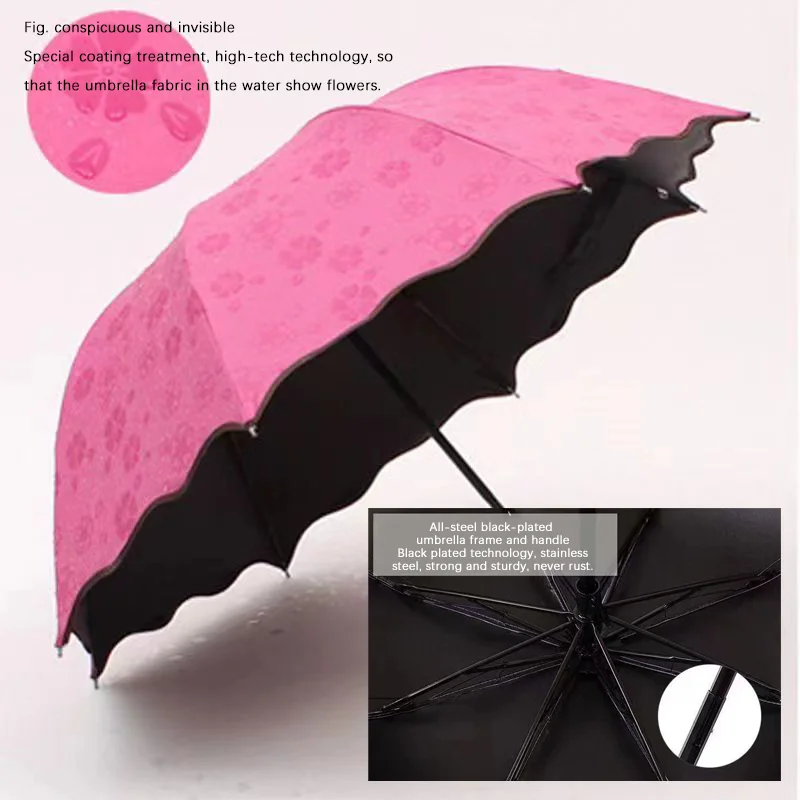 Folding Umbrella Manual Umbrella Red leaf Portable Manual Folding Umbrella Flowering Umbrella in Water Black Glue Coated Light Weight UV