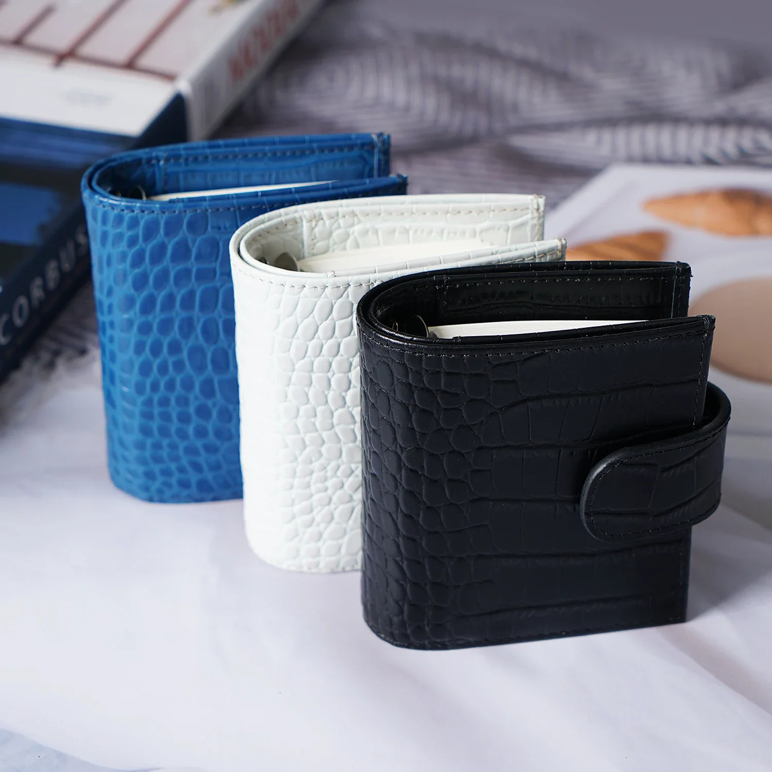 Moterm Regular A9 Size Rings Planner Croc Grain Cowhide 3-hole Mini Rings Notebook with 19MM Rings Organizer Journey Diary 6