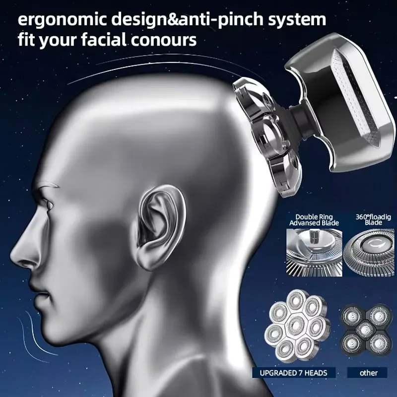 Head Shavers for Bald Men 5 in 1 Electric Razors for Men Multifunctional Bald Head Shaver Cordless Grooming Kit Electric Shaver 4