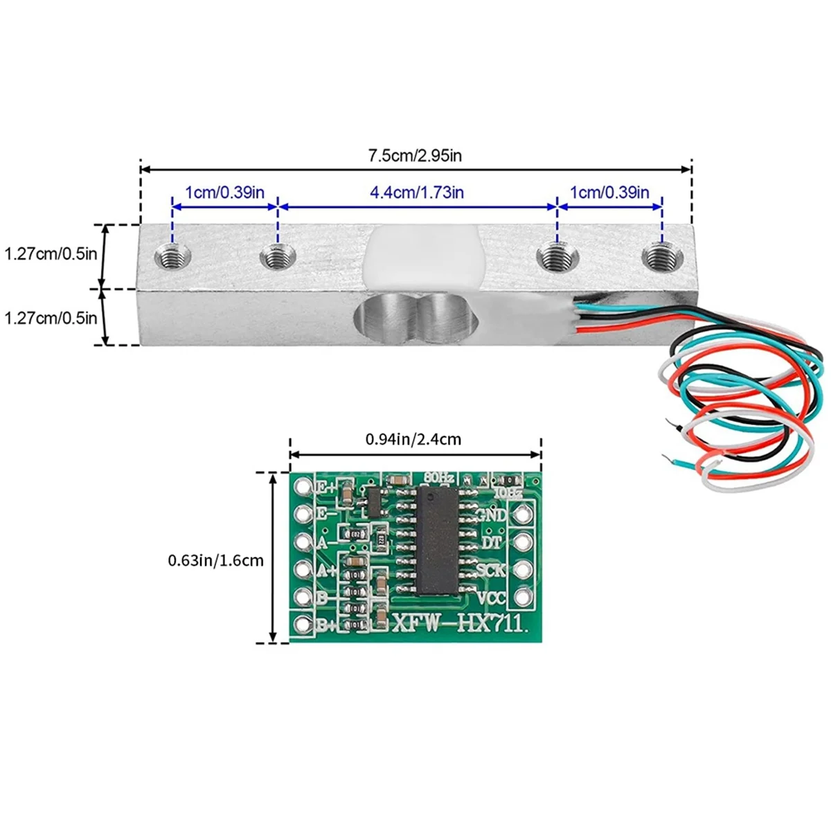 Digital Load Cell Weight Sensor-4 Sets 1KG Load Cell HX711 AD Weighit Amplifier Module Pressure Sensor Amplifier