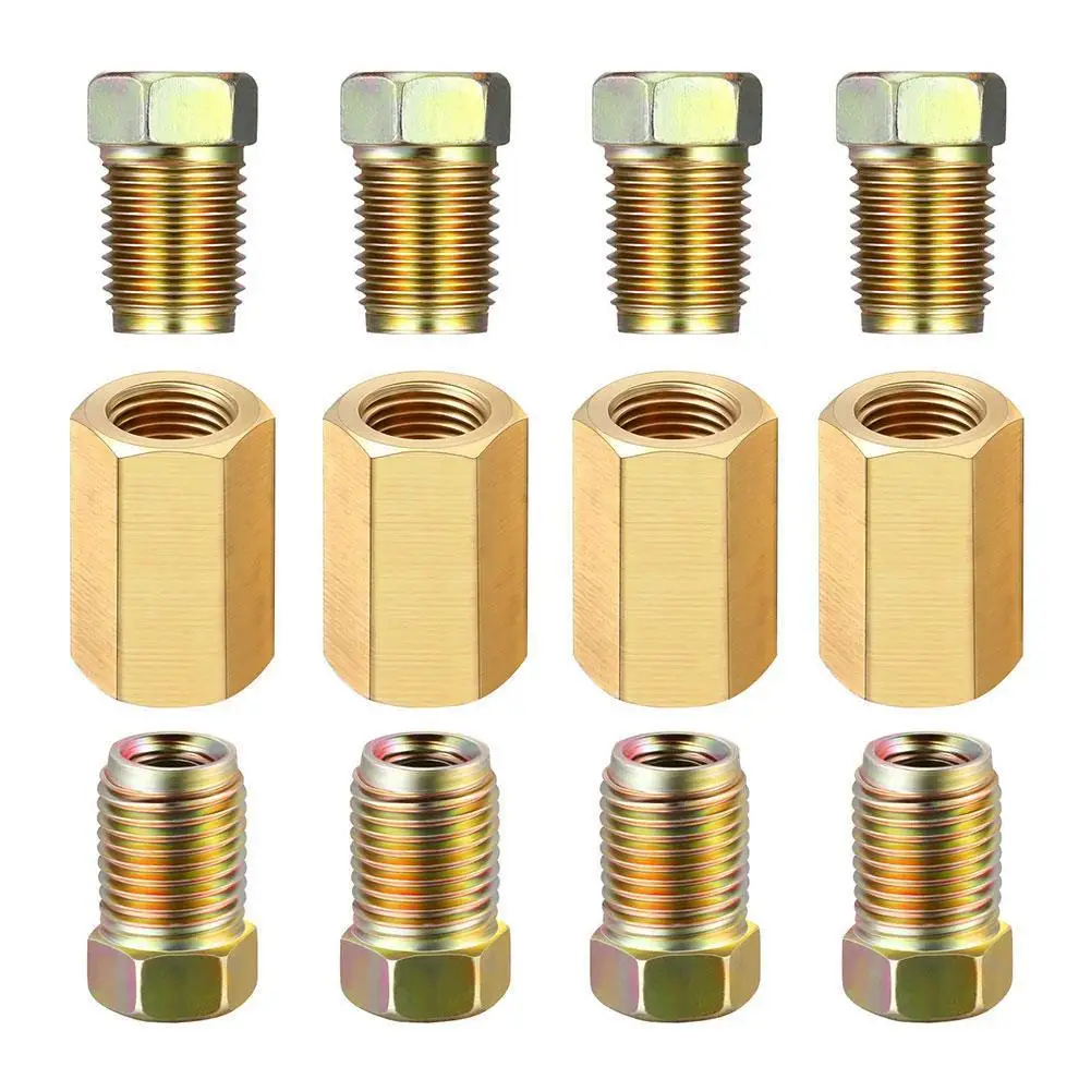 Car Brake Line Fittings 12 Pieces 3/16-24 Threads for 1/4&rdquo; Brake Line Tube