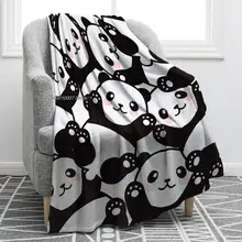 Bonito panda lance cobertor dos desenhos animados impressão preto branco cobertor macio ligtweight durável aconchegante para cama sofá viajando crianças presente