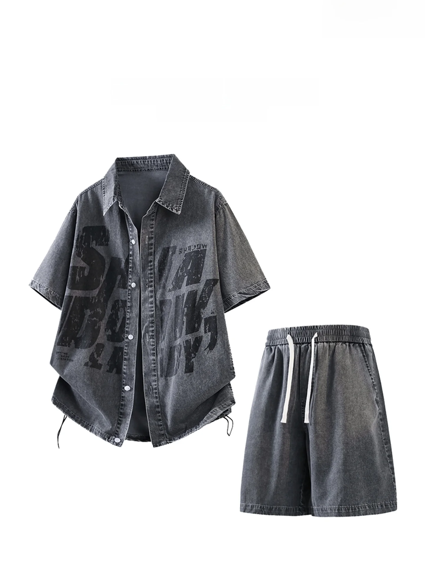 KITH 남성용 운동복 아이스 실크 5점 반바지 캐주얼 여름 셔츠 반팔 코튼 블렌드 청소년 패션 알파 키티