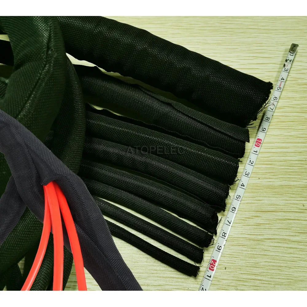 Self-Closing Split Braided Expandable Sleeving Loom Wrap Wire Cable Sleeve Sheath 1M 5/8/10/13/16/19/25/30mm Diameter Black